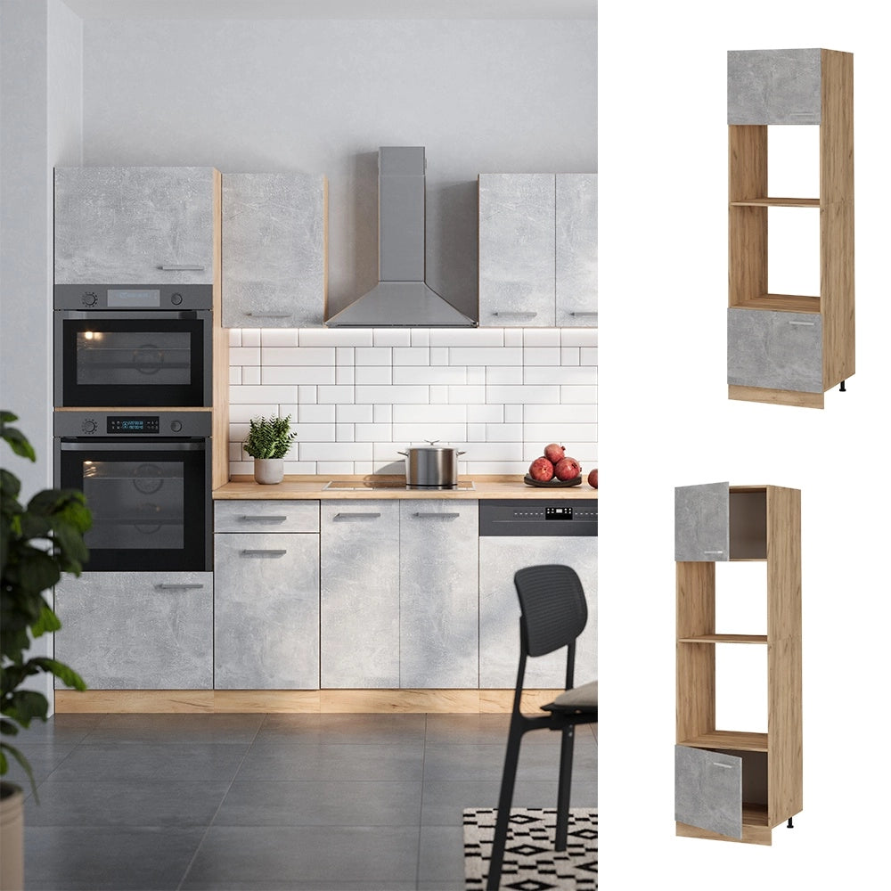 Mobile cucina microonde R-Line Calcestruzzo/Rovere dorato 60 cm Vicco