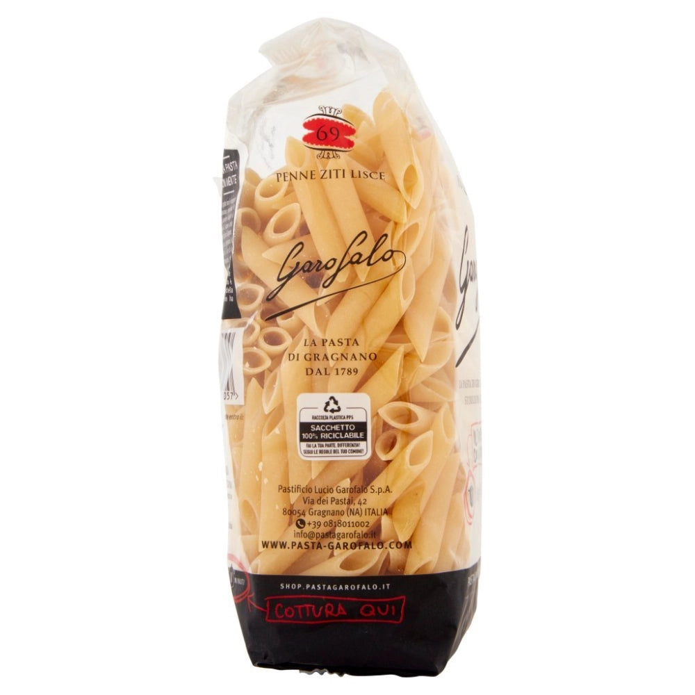 Pastificio garofalo penne ziti lisce n.69 pasta trafilata al bronzo 500 grammi