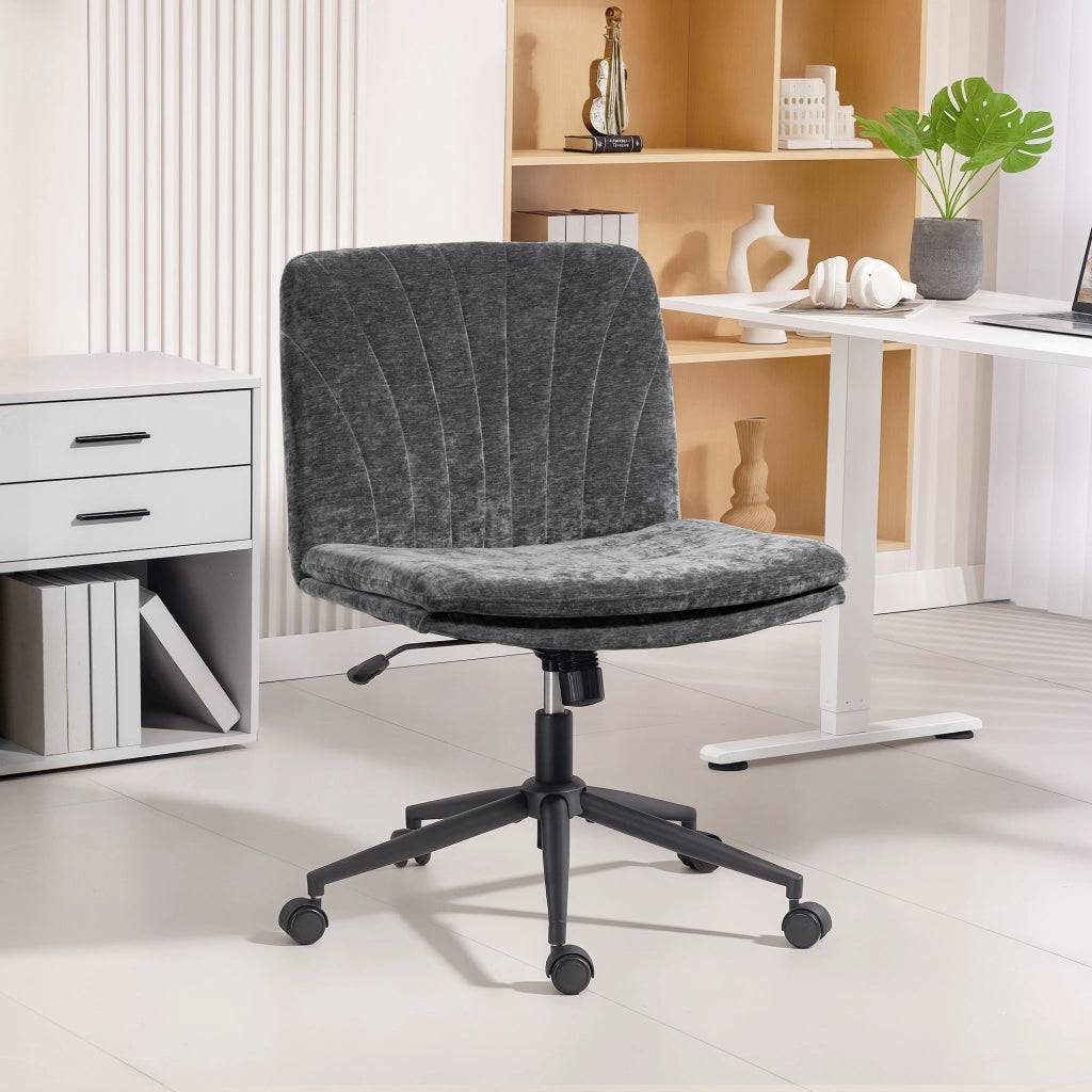 Sedia da Ufficio con Seduta Larga ¨C Zephmum ¨C Grigio, Tessuto, 65x65x110