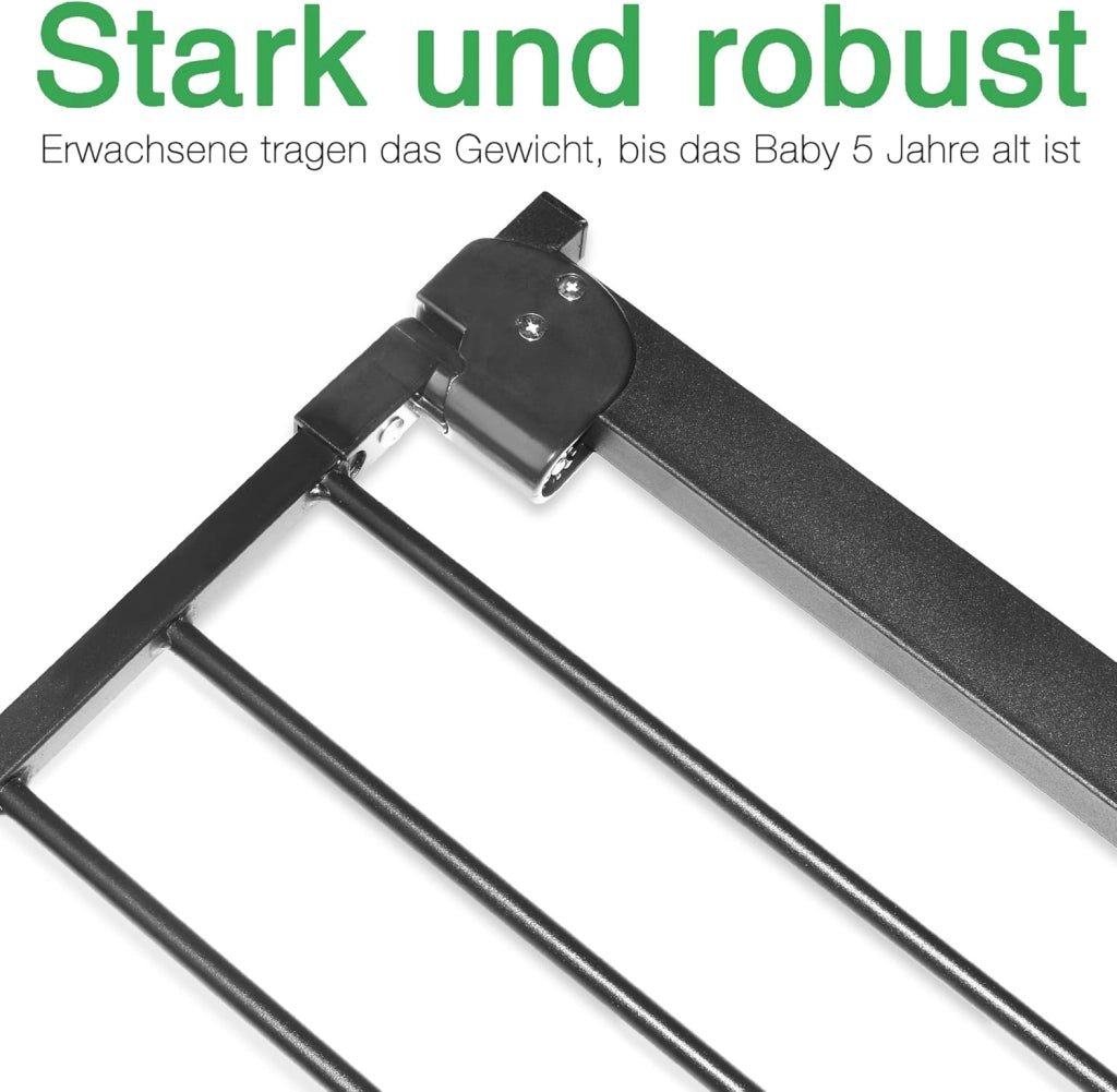 Griglia di protezione per scale, 100 cm, senza foratura, per porte e scale, con chiusura automatica, per bambini, per cani e bambini, per 105-115 cm (nero), WR-(HAG1346D)