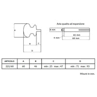 Maniglia su rosetta tonda SAGUATTI  221/60AQ in alluminio argento lucido
