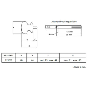 Maniglia su rosetta tonda SAGUATTI  221/60IQ in alluminio marrone opaco