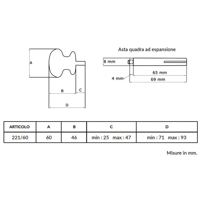 Maniglia su rosetta tonda SAGUATTI  221/60IQ in alluminio marrone opaco