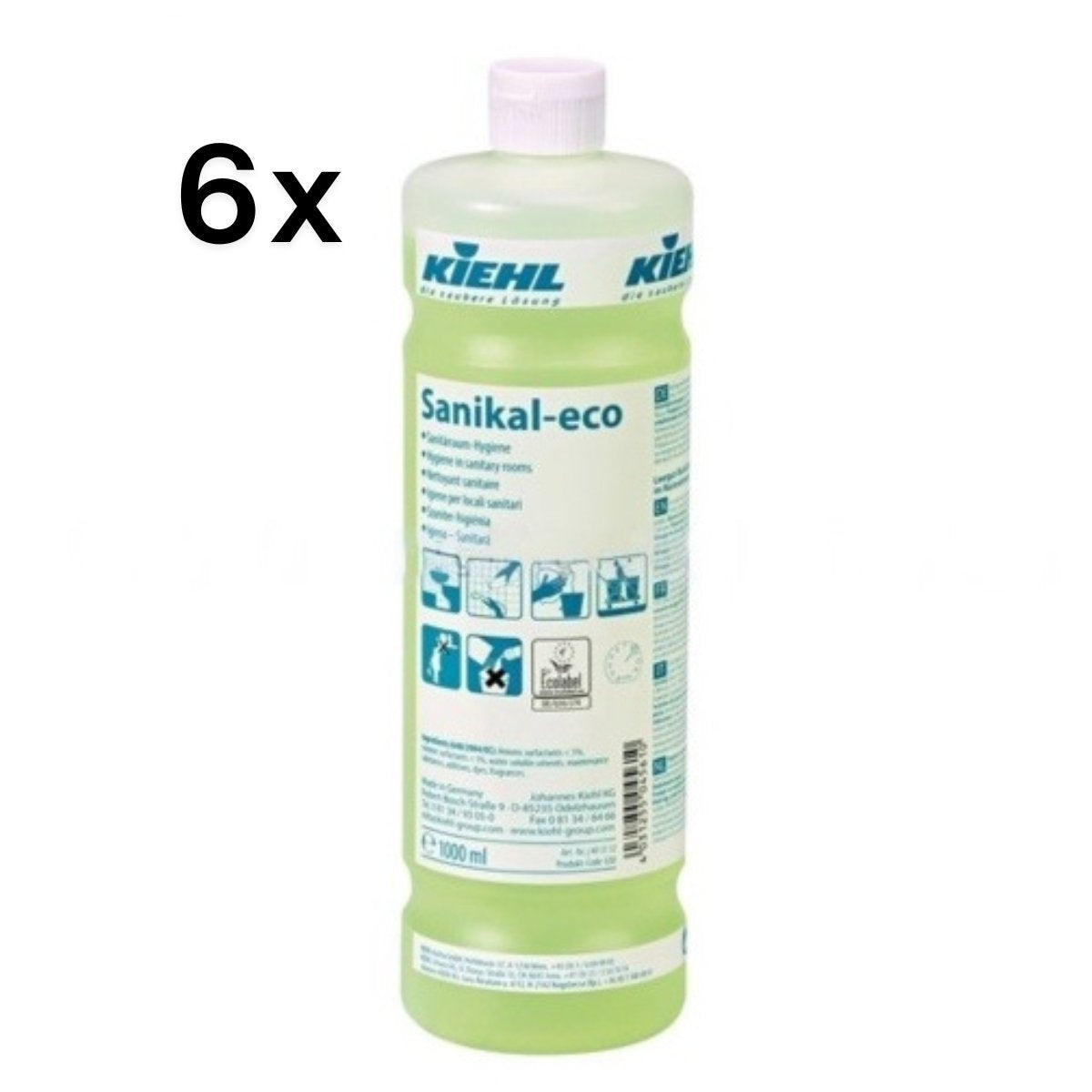 Sanikal-Eco 6 Pezzi x 1 L, Detergente Bagno Igienizzante Anticalcare Ecolabel | Kiehl