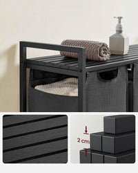 Mobile portabiancheria Valora 3 x 38L grigio e nero | Tre scomparti