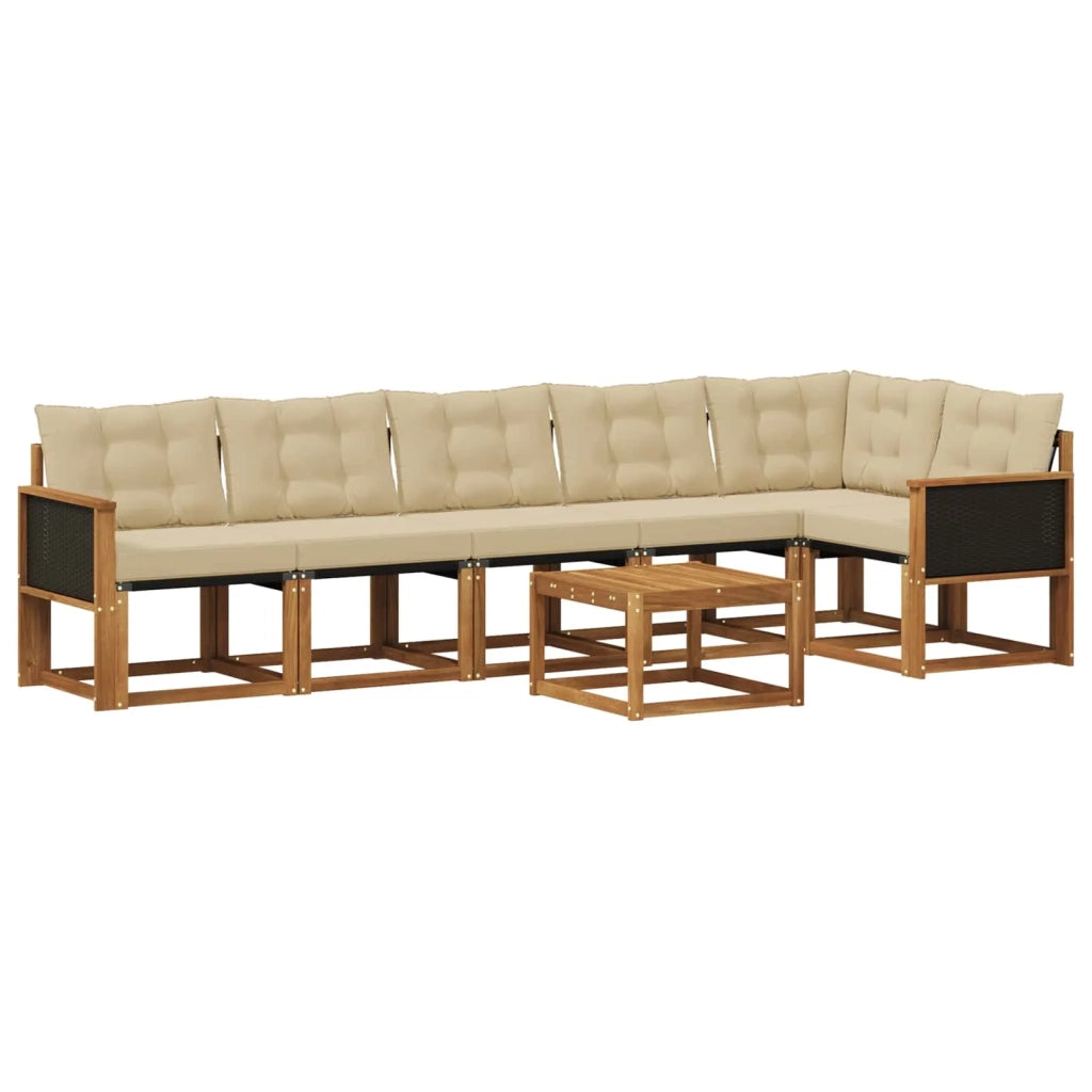 Set di divani da esterno 7 pz Naturale e Beige 3381993