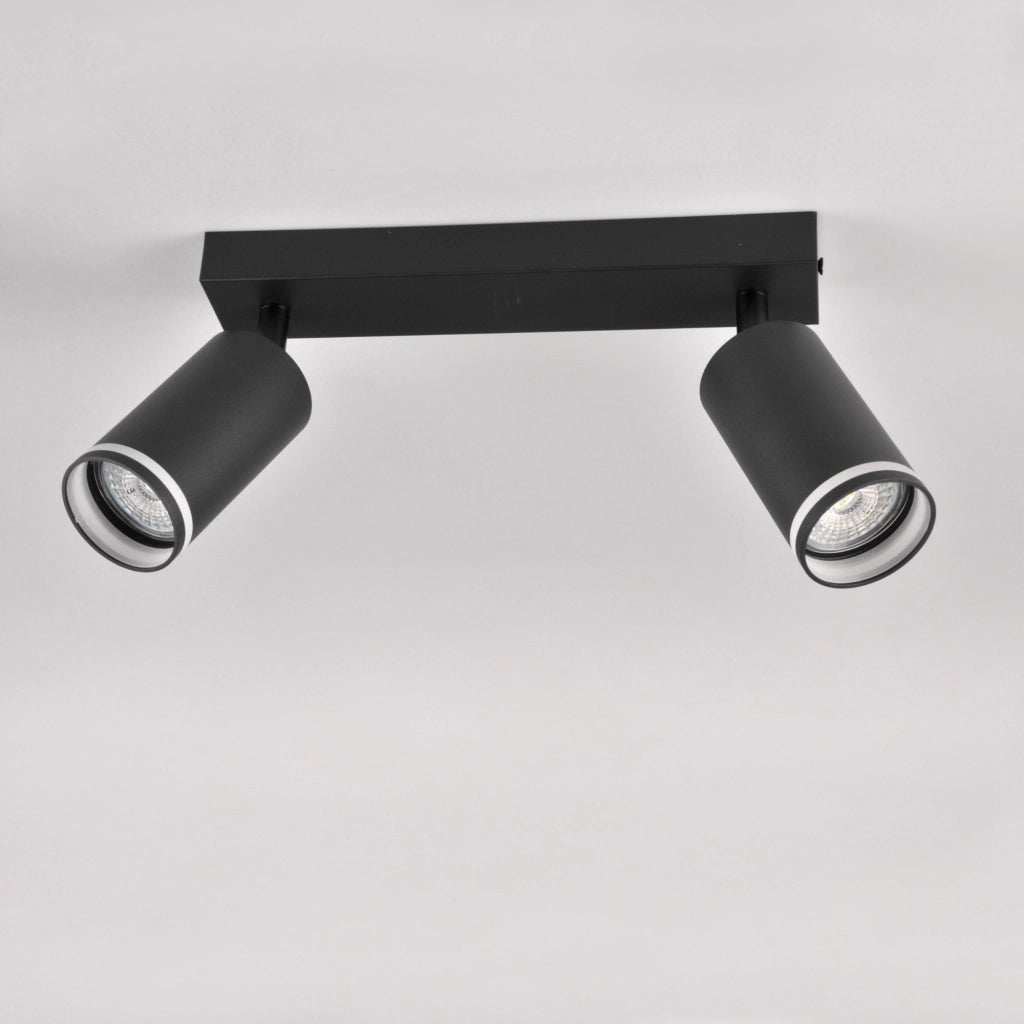 Lampada parete/soffitto 2xGU10 nera alluminio PARIS Polux