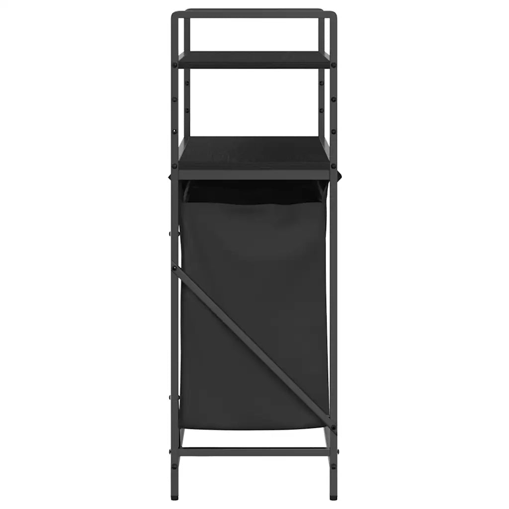 Cesto della Biancheria 2 Scomparti con Ripiani Rovere Nero CFW6738663