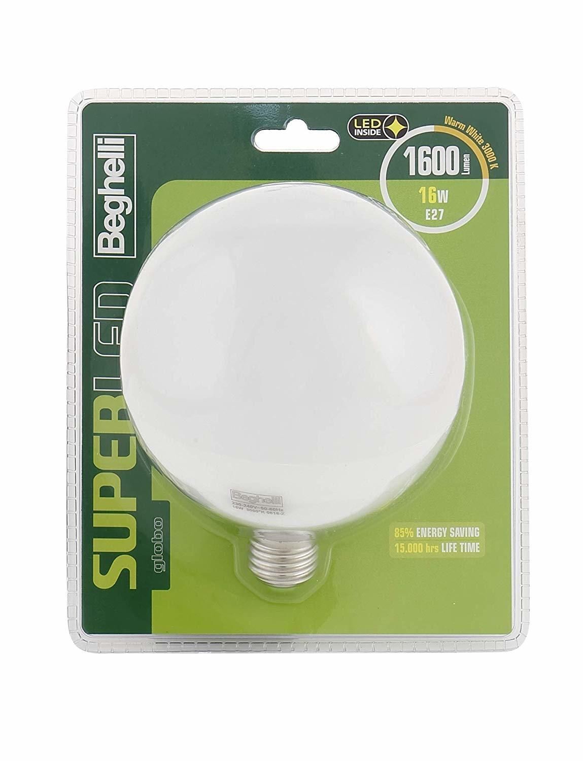 Beghelli Super LED Lampadina a risparmio energetico Bianco caldo 3000 K 16 W E27 F