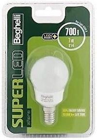 Beghelli Sfera Super LED E14 Lampadina a risparmio energetico Bianco freddo 6500 K 7 W F