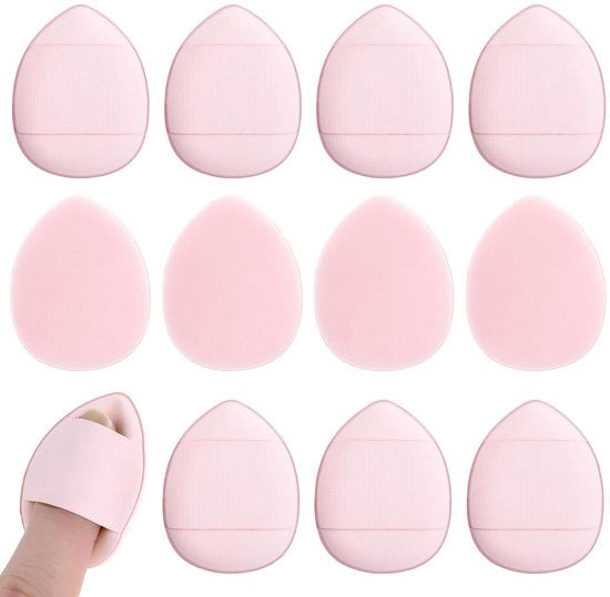 Set di applicatori per trucco 12 pezzi - Mini polveri per dita - Spons per fissaggio morbido - Rosa - Riciclabile - 4 x 3 cm - Applicatore per trucco