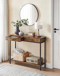 Consolle Valora in stile loft rustico marrone con cassetti