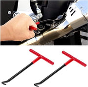 Haken di scarico - Attrezzo trainante - Traino motociclistico - Lame metalliche di compressione - T-modello - Set di 2 pezzi.