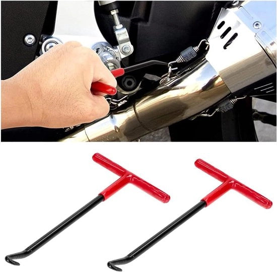 Haken di scarico - Attrezzo trainante - Traino motociclistico - Lame metalliche di compressione - T-modello - Set di 2 pezzi.