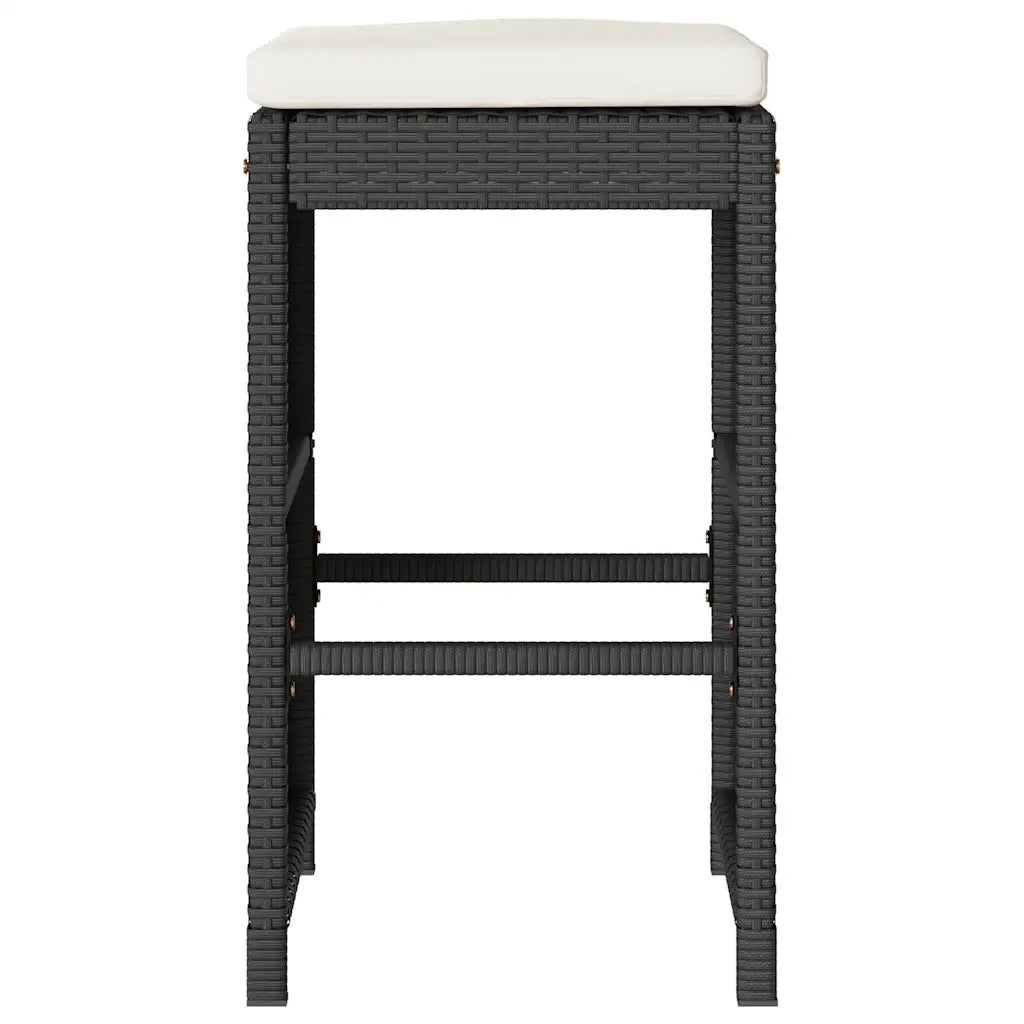 Sgabelli da Bar con Cuscini 2 pz Neri in Polyrattan