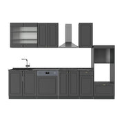 Vicco Cucina componibile Landhaus antrazit-oro 300 cm con armadio alto, PL Antracite