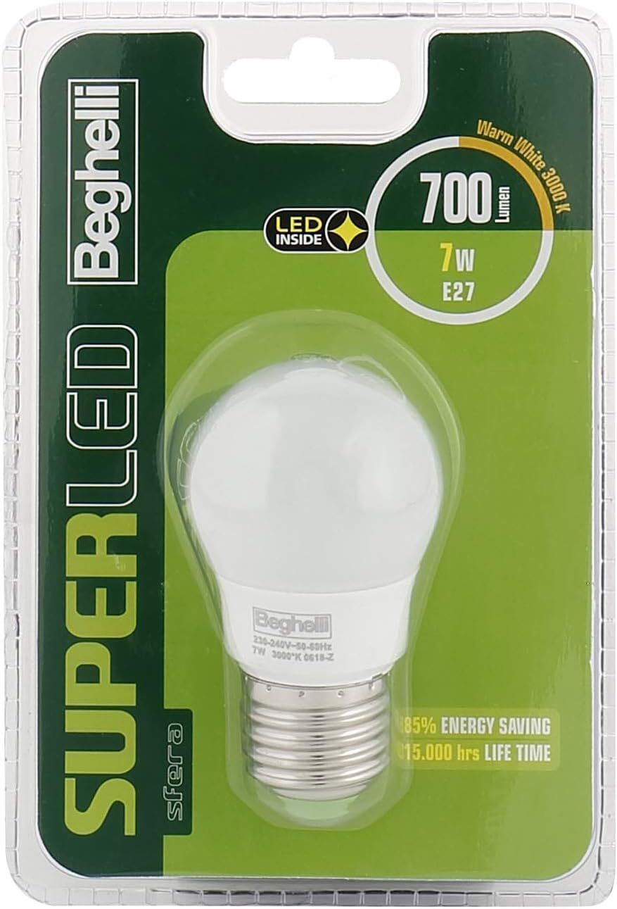 Beghelli 56896BL Lampadina a risparmio energetico Bianco caldo 3000 K 7 W E27 F