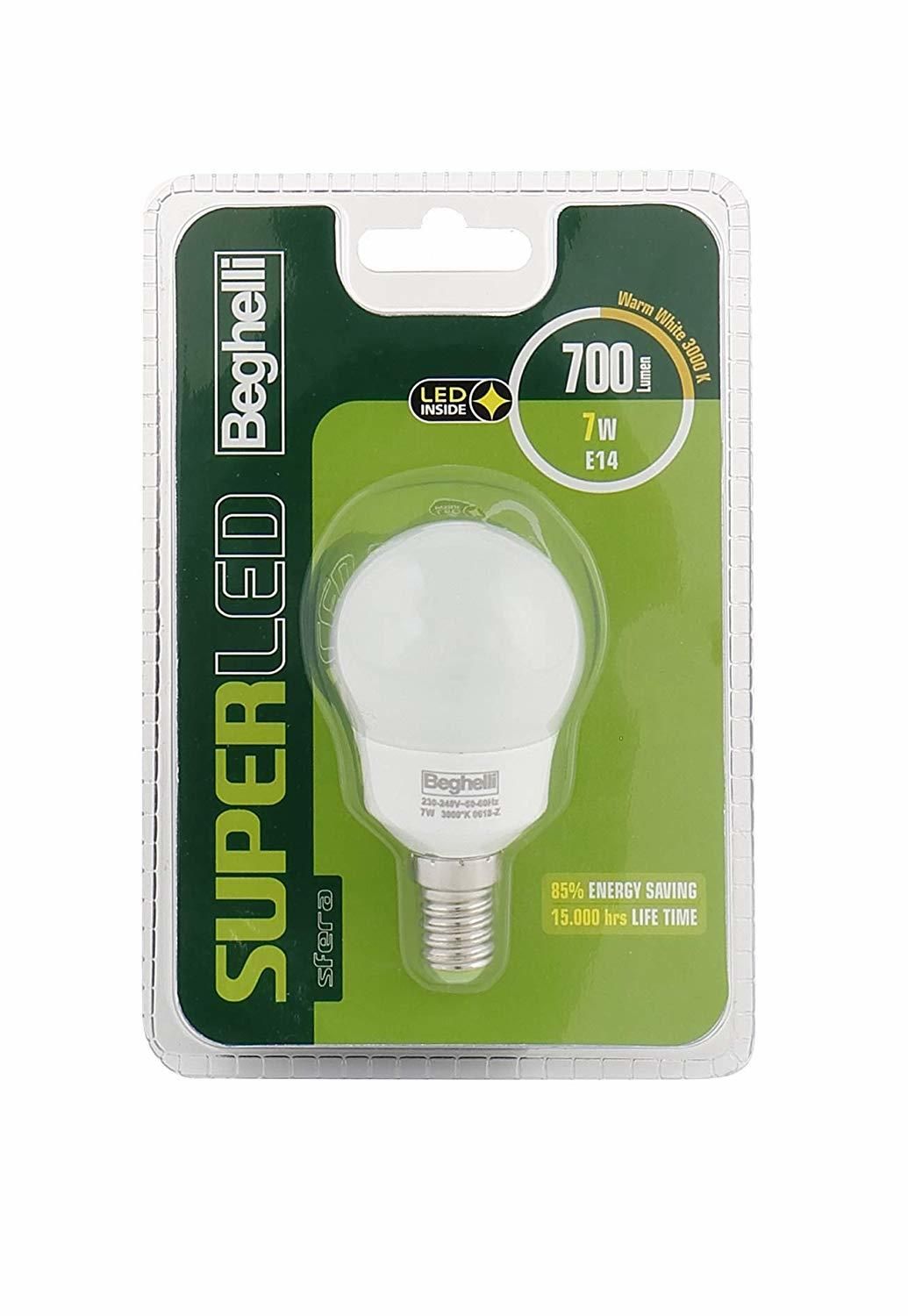 Beghelli 56892BL Lampadina a risparmio energetico Bianco caldo 3000 K 7 W E14 F