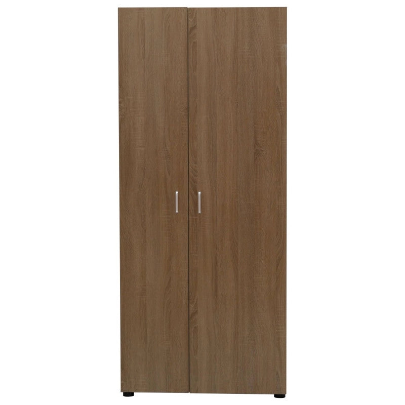 Armadio Multiuso 77x34x180 Colore Quercia 2 Ante E 5 Ripiani