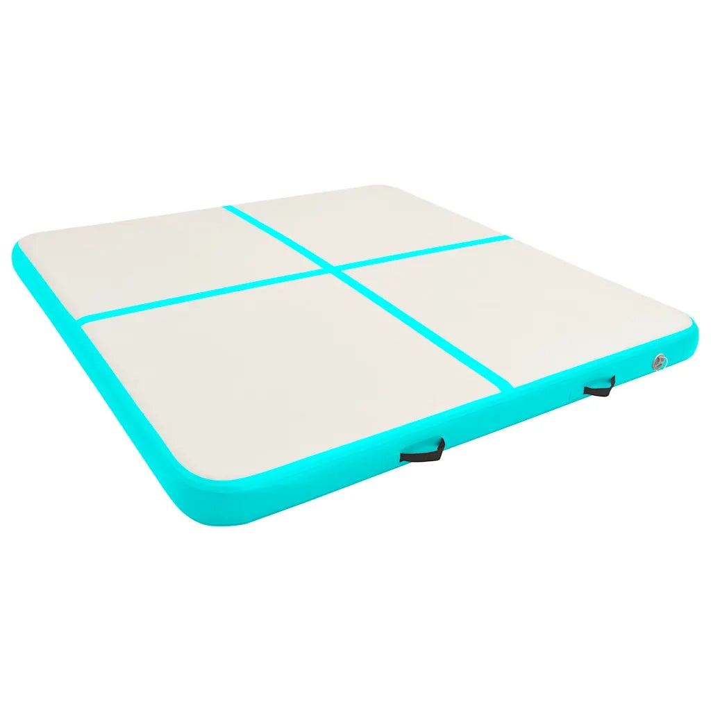 Tappetino Ginnastica Gonfiabile e Pompa 200x200x15cm PVC Verde CFW2552455