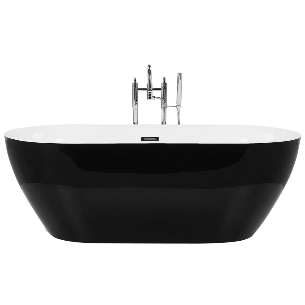 Vasca freestanding in acrilico sanitario Nero lucido singolo 170 x 80 cm ovale dal design moderno