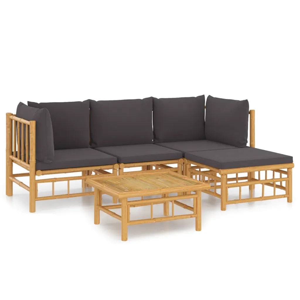 Set Salotto da Giardino 5pz con Cuscini Grigio Scuro BambÃ¹cod mxl 76307