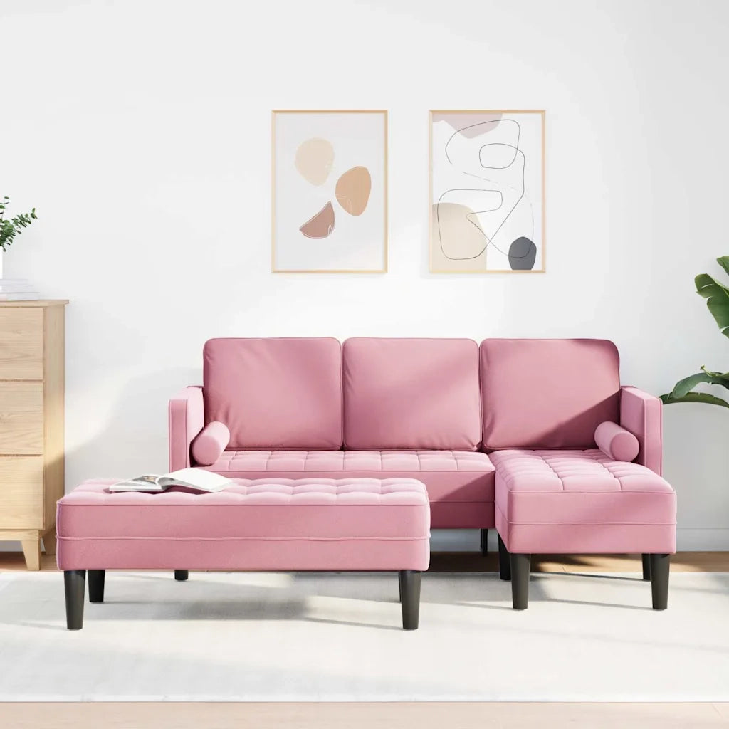 Set di divani con cuscino 2 pcs Rosa Poliestere 3329268