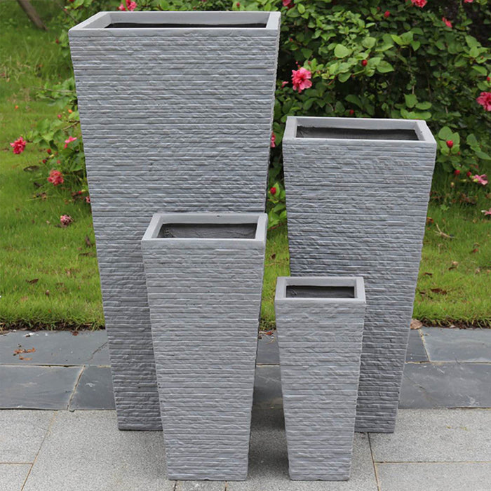 Set di 4 vasi Giglio in Fibra di argilla Grigio