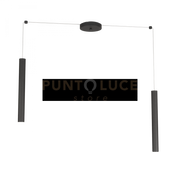 ROUND TUBE SOSPENSIONE 2 LUCI NERO CAVO CM.250 CON BASE 1174-S2-NE
