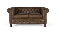 Divano Chesterfield a due posti in pelle con finitura capitonné