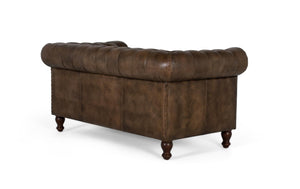 Divano Chesterfield a due posti in pelle con finitura capitonné