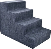 Scale per piccoli animali e gatti, rampa portatile per divano, letto e letto alto, sicura per le zampe - Lino grigio scuro, 4 gradini