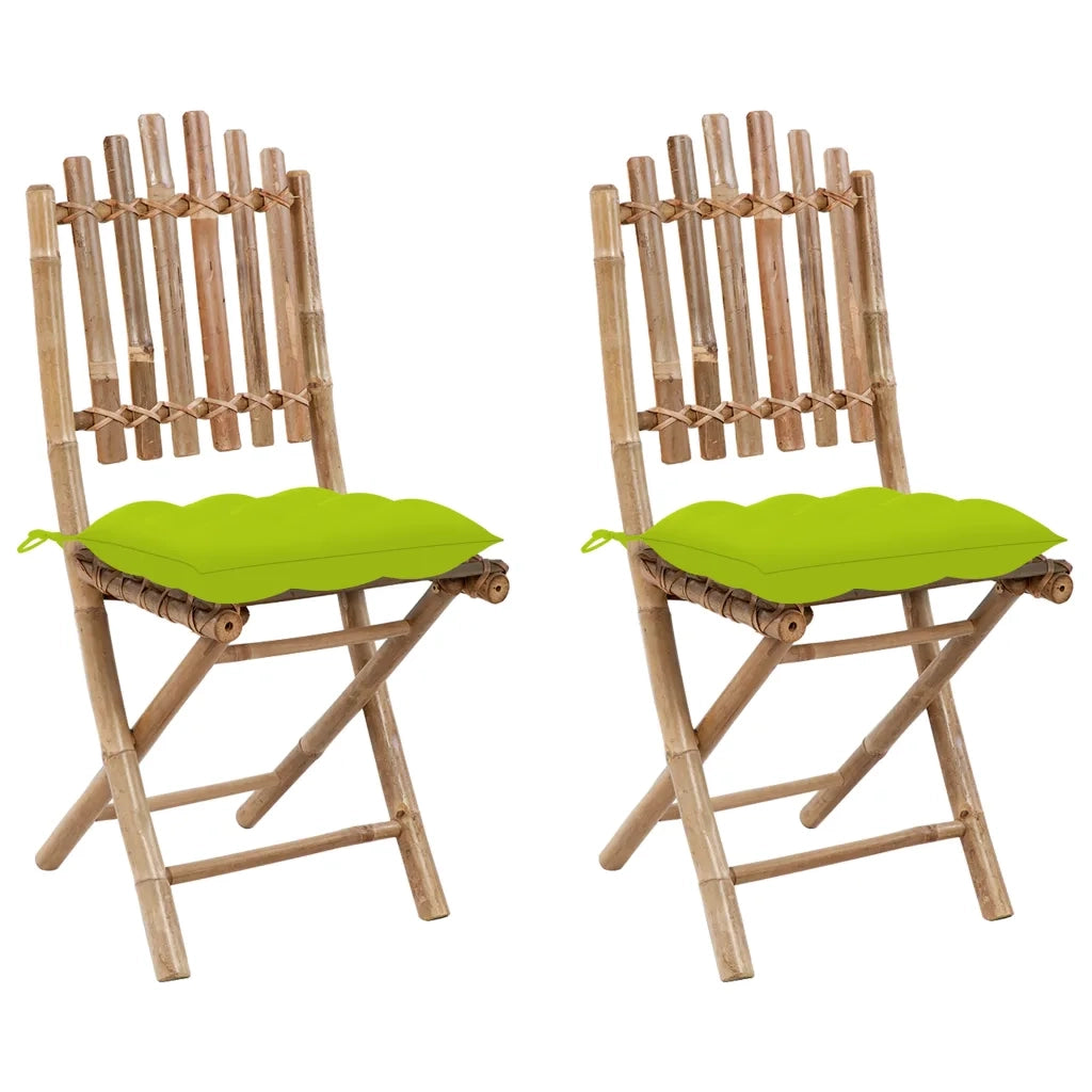 Sedie da Giardino Pieghevoli 2 pz con Cuscini in BambÃ¹ cod mxl 8109