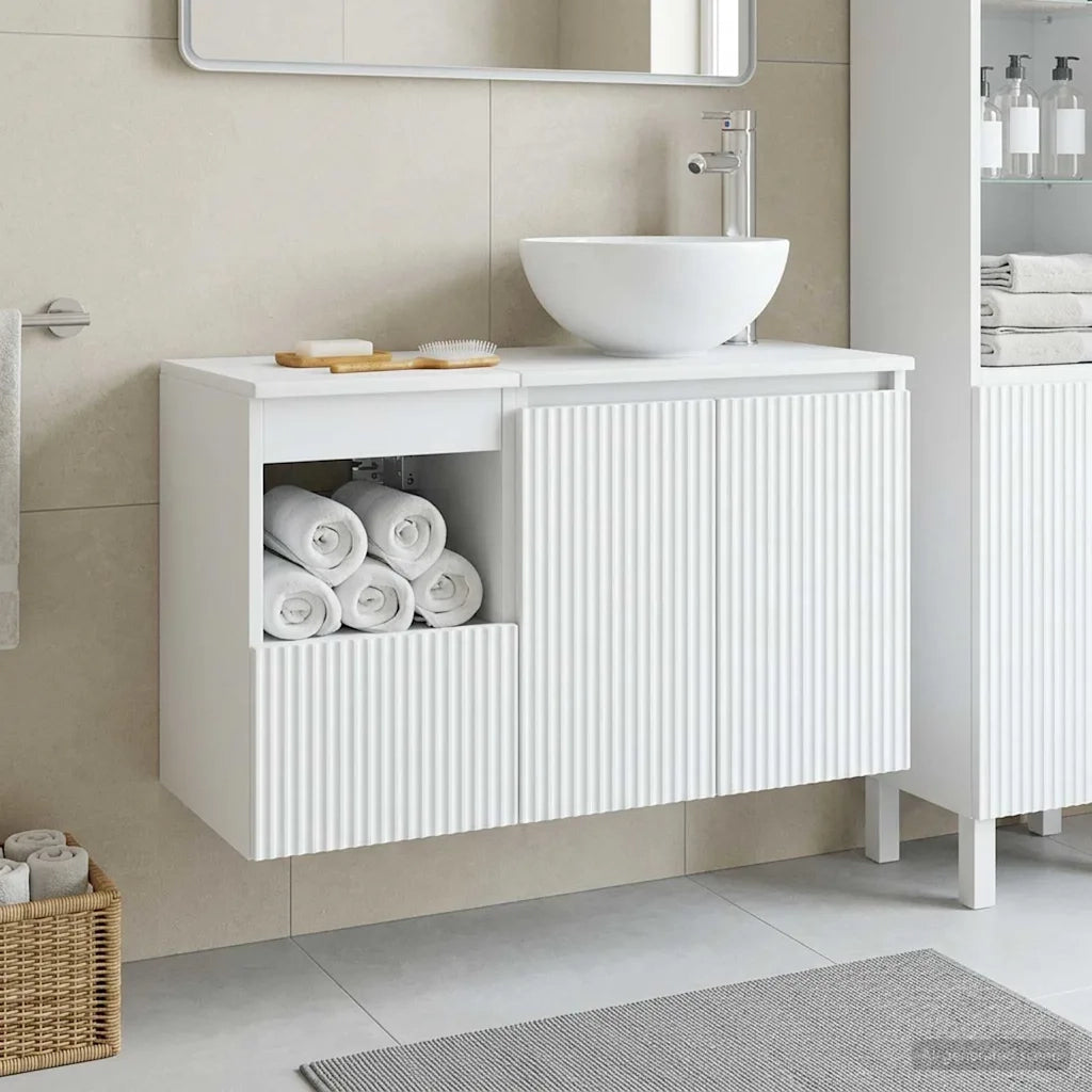 Set di mobili per il bagno 2 pz Bianco Legno ingegnerizzato 3404024