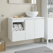 Set di mobili per il bagno 2 pz Bianco Legno ingegnerizzato 3404024