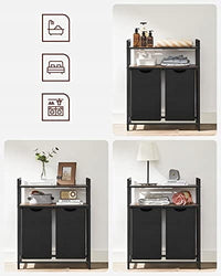 Mobiletto portabiancheria Valora a 2 scomparti, marrone rustico e nero