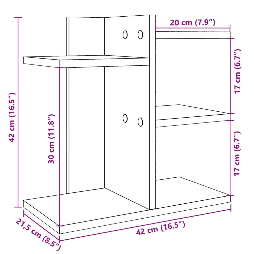 Organizer da Scrivania Nero 42x21,5x42 cm in Legno Multistrato CFW4673991