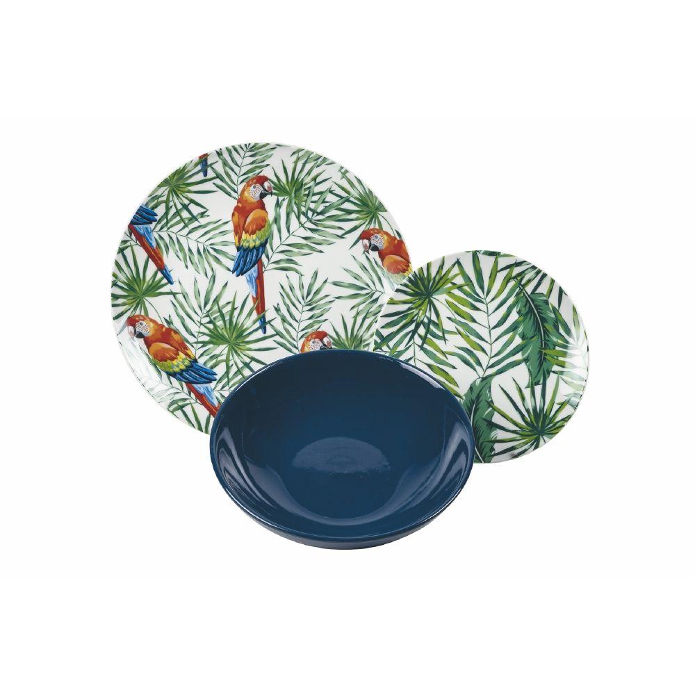 Servizio Piatti 18 Pezzi in Porcellana VdE Tivoli 1996 Parrot Jungle