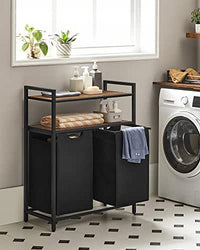 Mobiletto portabiancheria Valora a 2 scomparti, marrone rustico e nero