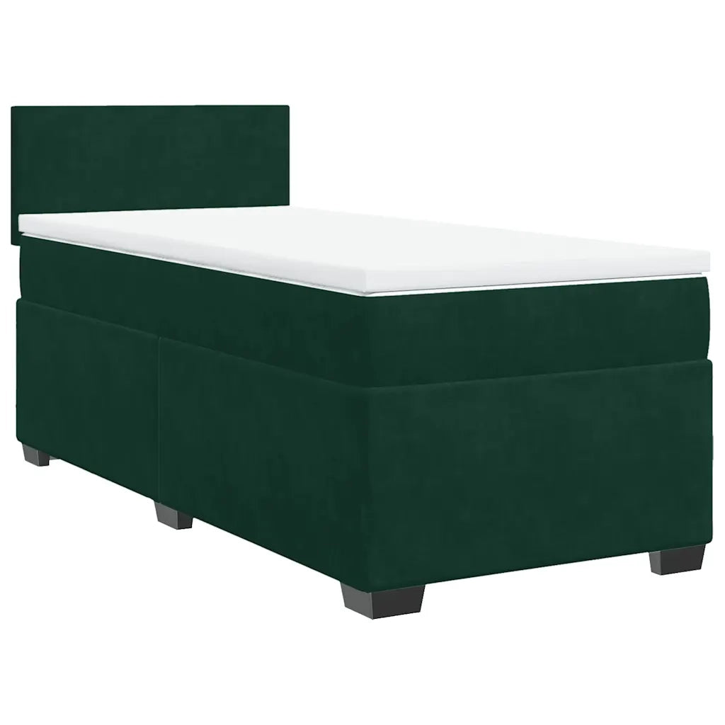 Giroletto a Molle con Materasso Verde Scuro 80x200 cm Velluto