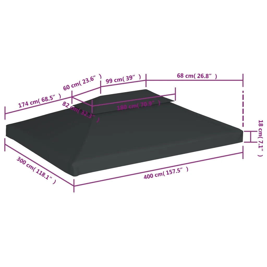 Copertura Superiore per Gazebo a 2 Strati 310g/m²4x3m Antracite 44758