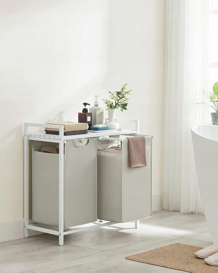 Mobile portabiancheria Valora a 2 scomparti bianco 92L per bagni