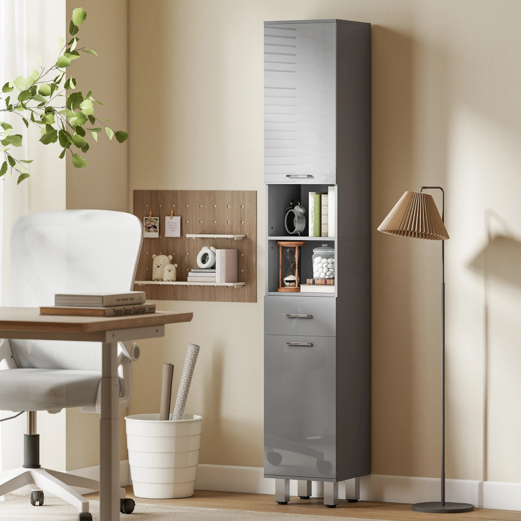 Mobile bagno con cassetto e ripiani regolabili ¨C Xylo ¨C Grigio