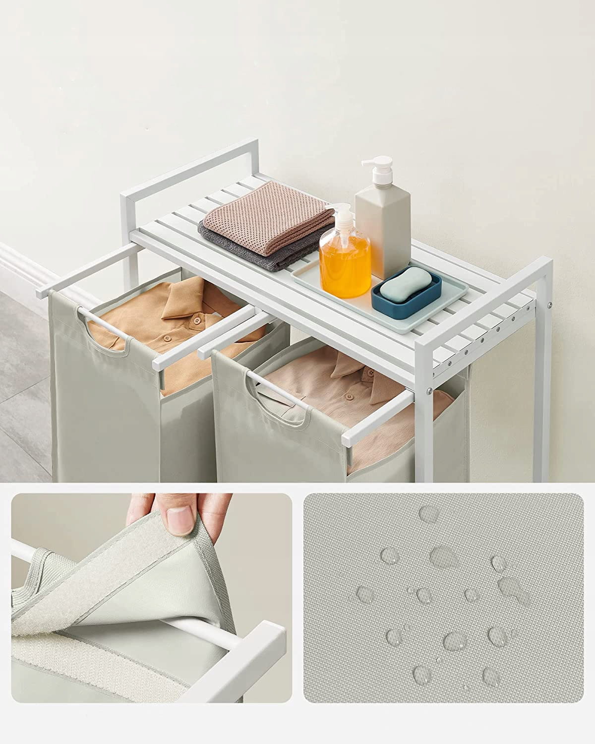 Mobile portabiancheria Valora a 2 scomparti bianco 92L per bagni