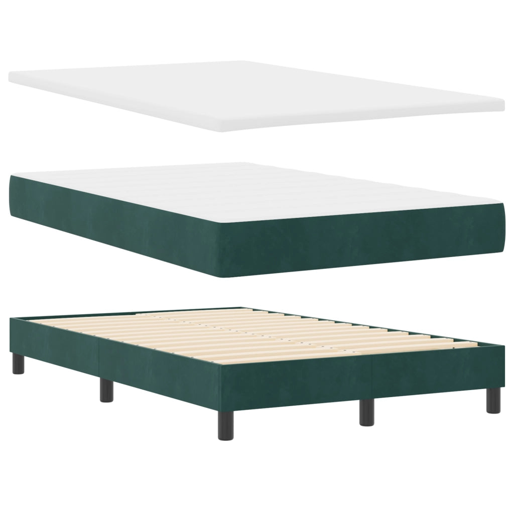 Letto Box Spring con Materasso & LED Verde Scuro 120x200 cm Velluto