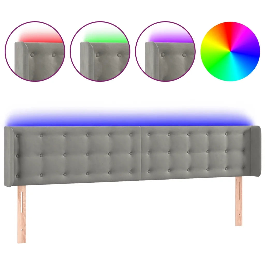 Testiera a LED-Testata con LED Grigio Chiaro 163x16x78/88 cm in Velluto 438040
