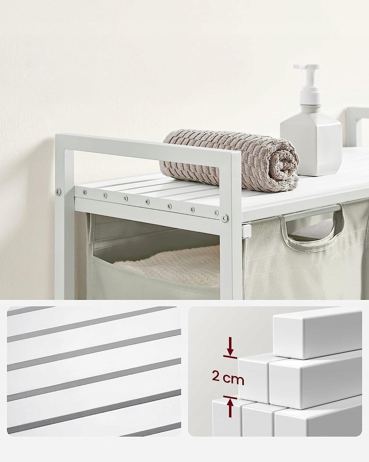 Mobile portabiancheria Valora a 2 scomparti bianco 92L per bagni