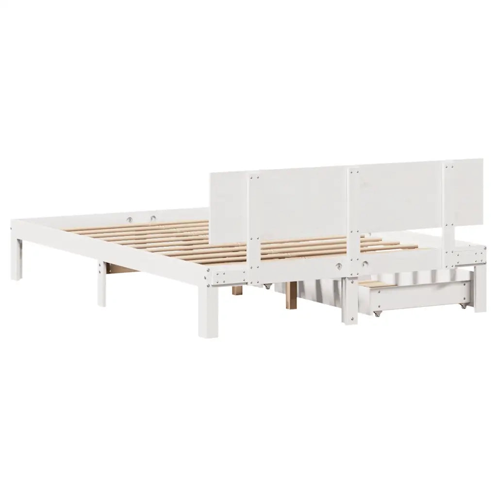 Giroletto con Cassetti Bianco 120x200 cm Legno Massello di Pino
