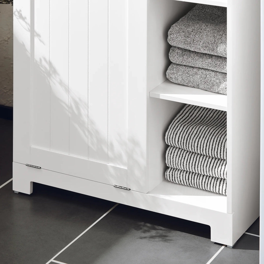 Mobile Porta Biancheria Per Bagno Con Cesto Armadietto Da Bagno Con Portabiancheria Bianco 60x37x86cm BZR105-W SoBuy