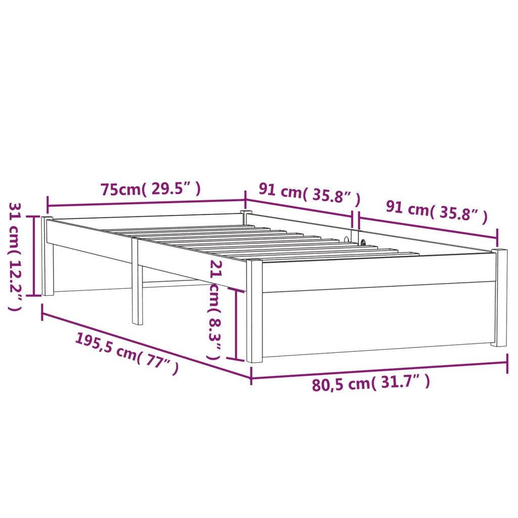 Giroletto in Legno Massello 75x190 cm 2FT6 Piccolo Singolo cod mxl 64661
